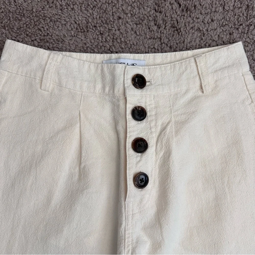 O’Neill Linen Blend Straight Wide Pants Womens 24 Wax Paper